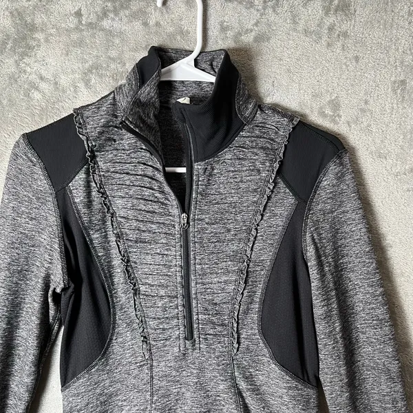 Lululemon Run: Your Heart Out Pullover Heathered Grey and Black Rulu‎ Size 4 - Image 3