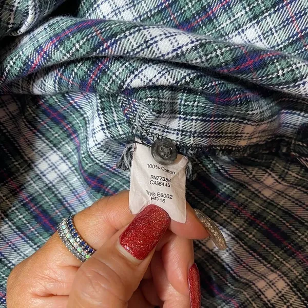 Madewell Flannel Slim Ex-Boyfriend Shirt Green Coltrane Plaid E6002 Size Small‎ - Image 6