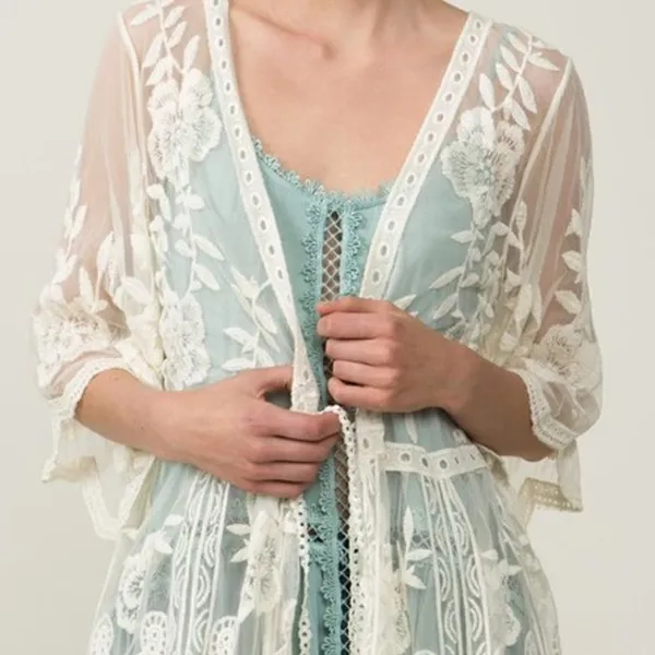 ✨ SHEER LACE VELVET KIMONO ✨ Size L - Image 2