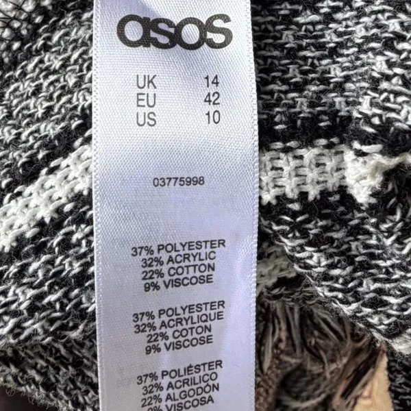 ASOS black and white striped knit fringe dress open back layered boho fringe - Image 7