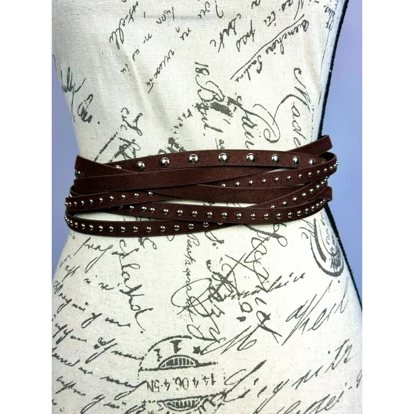 8 Other Reasons Suedette Studded Belt in Brown 43" - Image 11