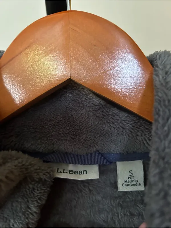 L.L.Bean Hi-Pile Snap Fleece Pullover Jacket Sweatshirt‎ Gray Blue Small Petite - Image 3