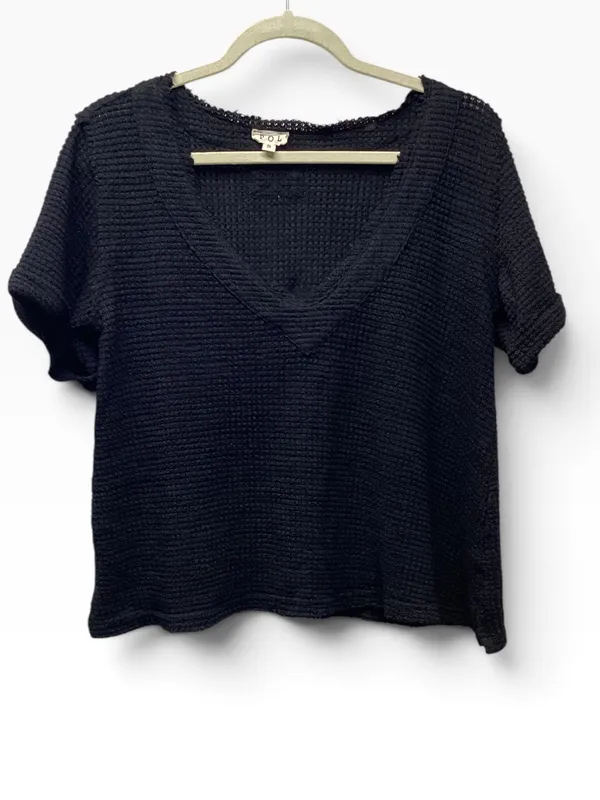 POL Black waffle knit v-neck size Small - Image 2