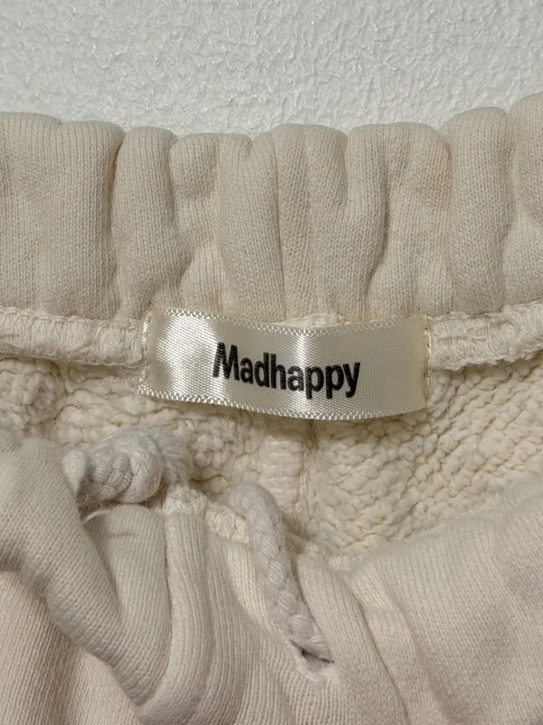 MadHappy Classic Fleece Jogger Sweatpants Size Large Cream Navy Neutral - Image 3