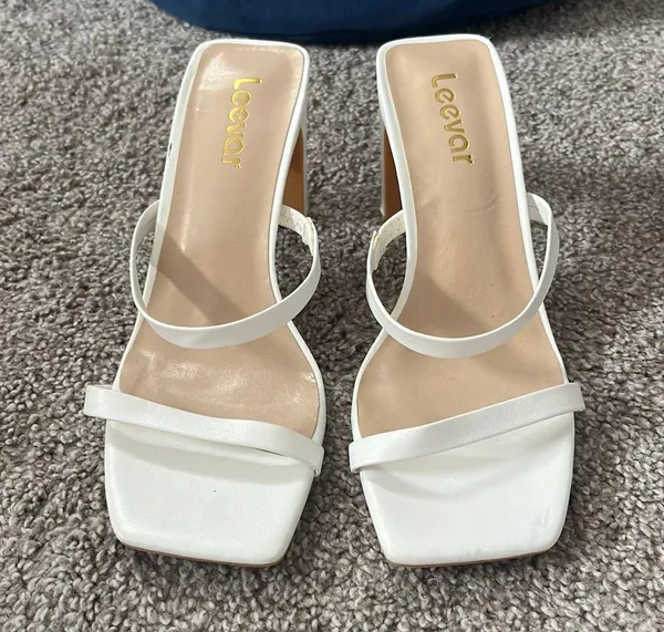 White Strappy Heels Size 5 - Image 4