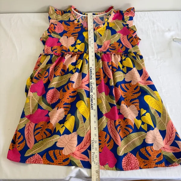 Umgee Tropical Leaf Flutter Sleeve Babydoll Mini Dress C3776 Blue‎ Pink Mens M - Image 3