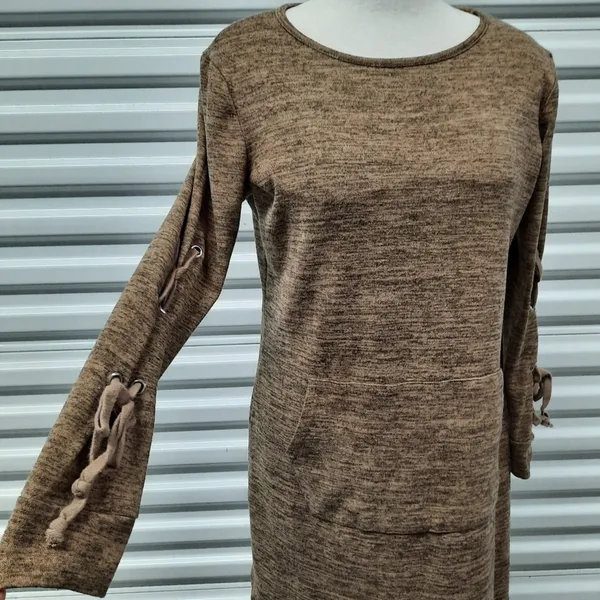 Tacera Womens Knit Sweater Dress Size Small Brown Coastal Cowgirl Fall Boho Chic - Image 7
