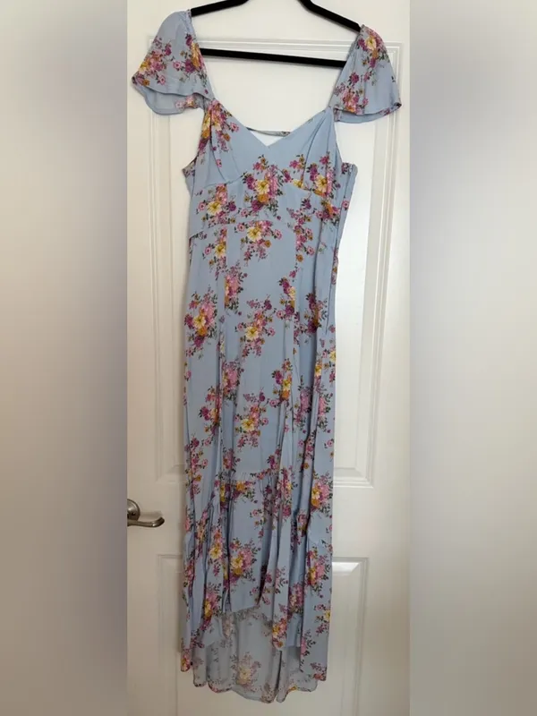 Rewind Light Blue Floral Maxi Dress - Image 2