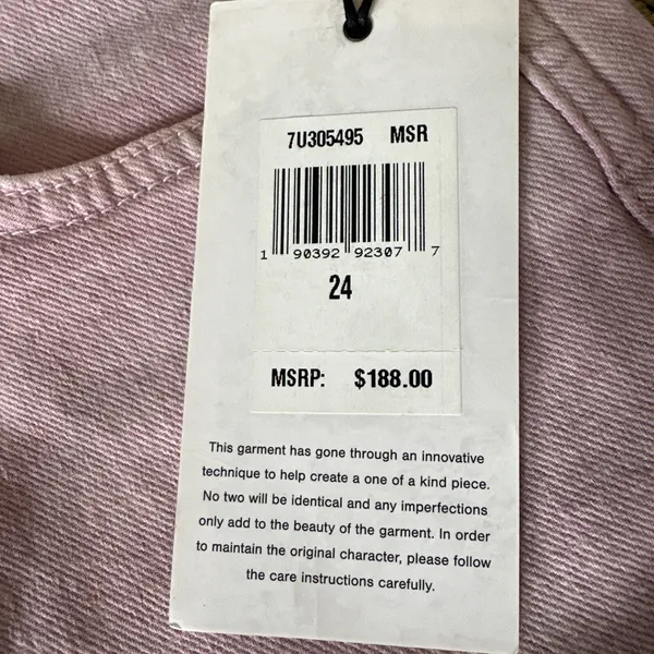 7 For All‎ Mankind Womens Size 24 Pink Stonewash Cropped Straight Leg Jeans NWT - Image 7