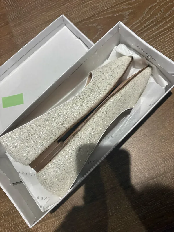 Kailee P Sequin White Flats Size 8.5 - Image 5
