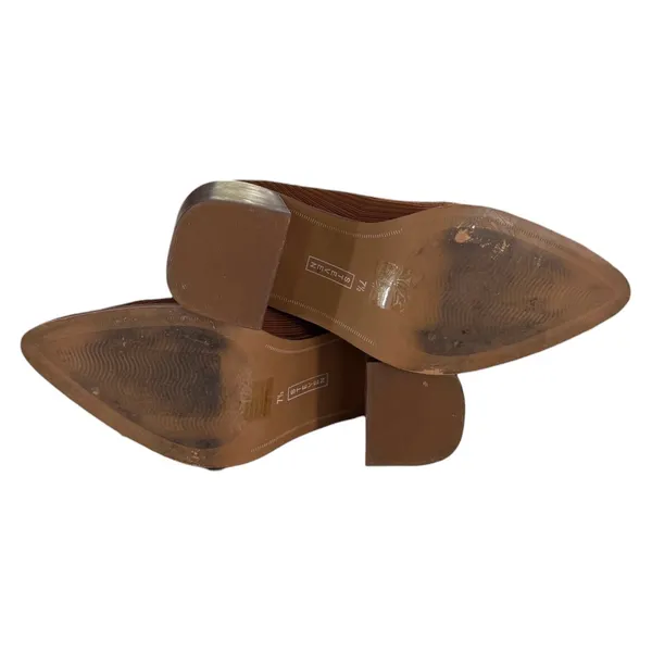 Steven By Steve Madden Nara Sock Booties Camel Brown 7.5‎ Stacked Block Heel - Image 8
