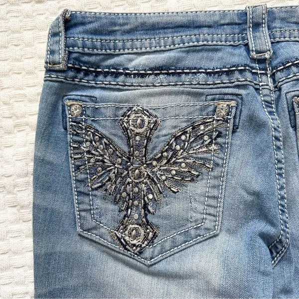 Miss Me Womens Size 29 Signature Rise Boot Cut Jeans Embellished Back Pockets - Image 11