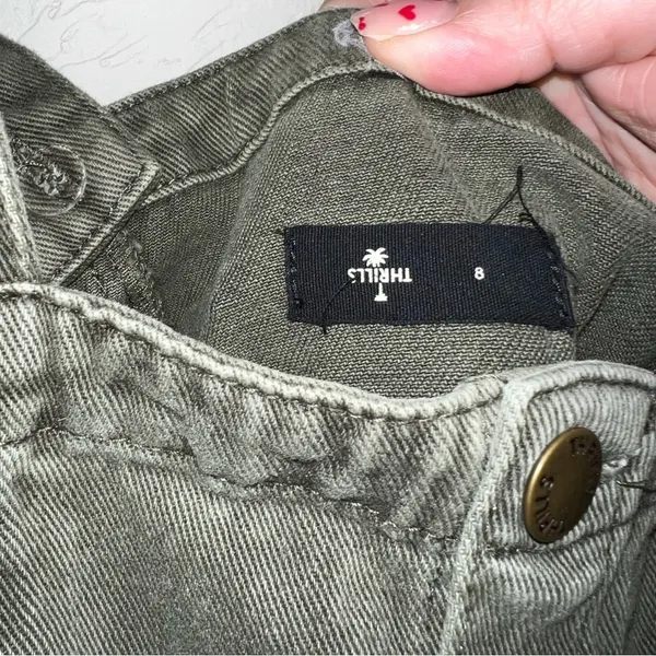 Thrills Catherine Olive Green Denim Button‎ Down Overall Dress - Image 7