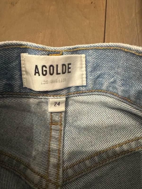 Agolde Size 24 Riley High Rise Straigh Crop Distresed Jeans Denim - Image 3