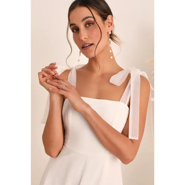 NWT Lulus Radiant Romance White Tie-Strap Maxi Dress Wedding Bride Classy Size S - Image 6