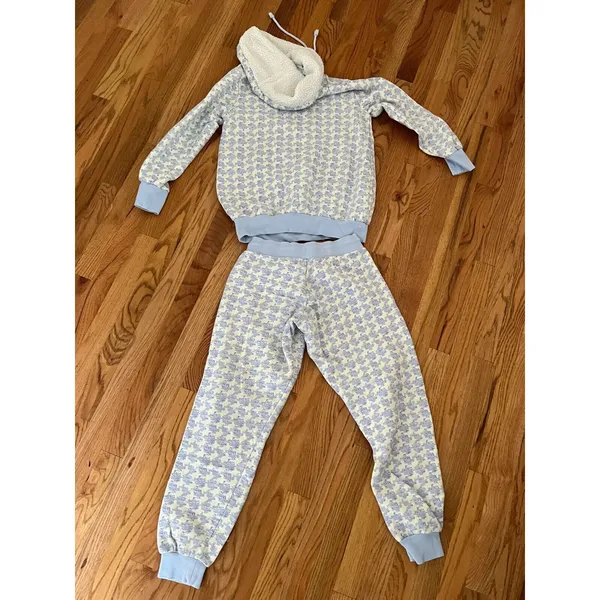 PajamaGram Women's Blue Super Soft Fleece Cowl Neck Long Sleeve PJ Set Size‎ SM - Image 2
