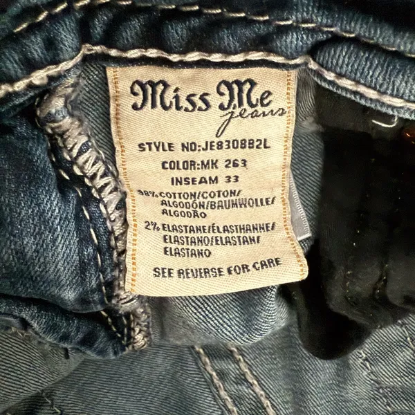 Miss Me Signature Boot Cut Jeans Fleur de Lis Bling Crystals Size 26 - Image 8