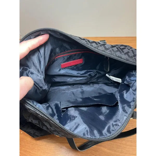 Tommy Hilfiger Satchel Womens Medium Black Monogram Top Handle Shoulder Purse - Image 10
