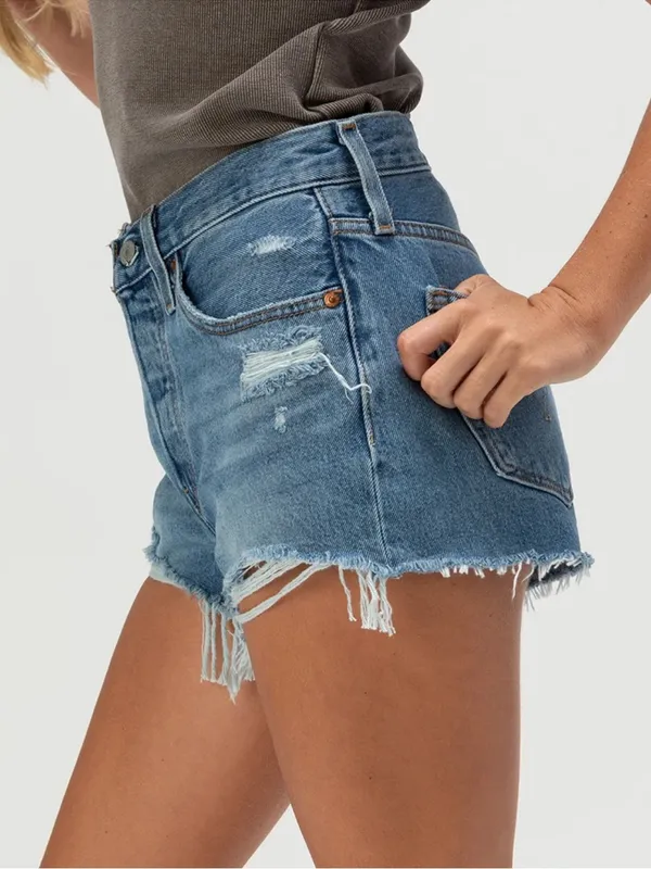 Levi's 501 Original Fit High Rise Denim Shorts Size 27 - Image 2