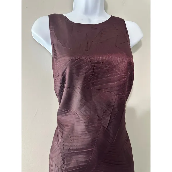 Ali Ro Women Dress Size 6 Plum‎ Textured Sheath Sleeveless Knee Length - Image 3