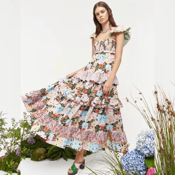 NWT CeliaB Tiered Ruffle Maxi Dress Blue - Image 5