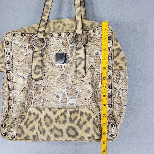 Joanel Faux Snakeskin Leopard Tote Handbag‎ Studs Shoulder Bag Y2K - Image 8