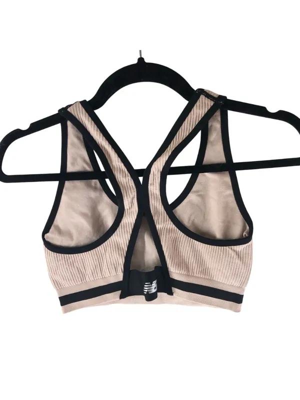 New Balance Womens Pink Ribbed Strappy Sports Bra M Nylon/Spandex - Image 2