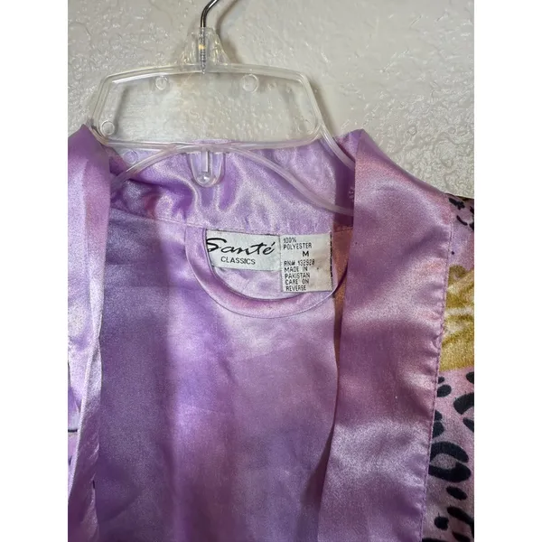 Vintage Set Sante Classics Floral Leopard Print Purple Robe & Slip Set - Size M - Image 3