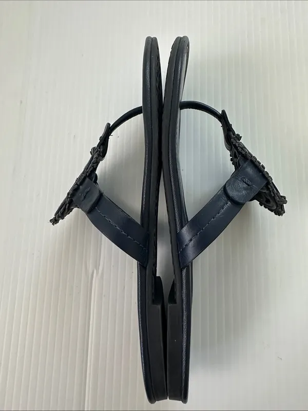 Tory Burch Navy Miller Fringe Sandals Navy, 6.5 - Image 5
