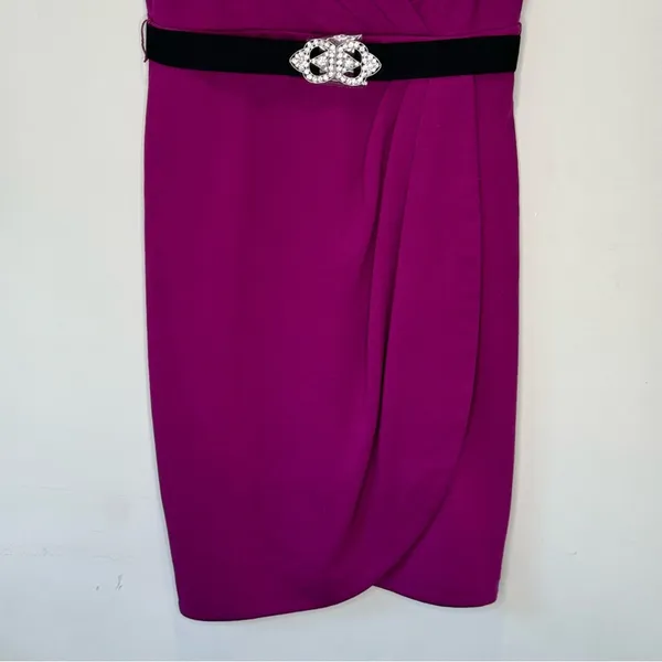 Trina Turk Faux Wrap Sleeveless V-neck Knee Length Party Cocktail Dress‎ Sz 6 - Image 4