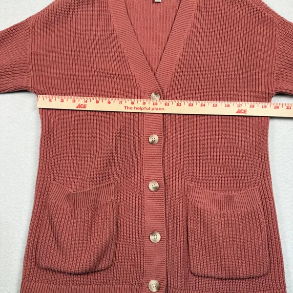 Loft Cardigan Sweater Womens Medium Pink Ribbed Knit Cottagecore Academia Granny - Image 5