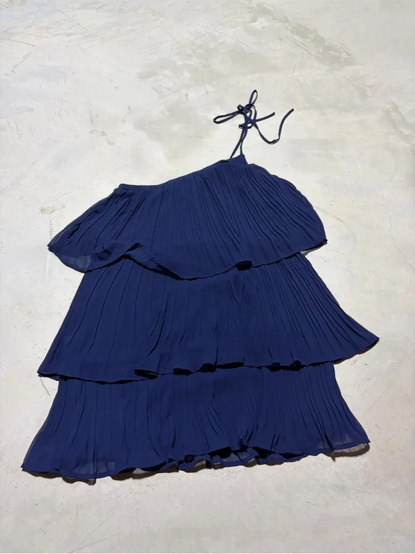 Lulus NWT blowing kisses Navy One-Shoulder Tiered Mini Dress MSRP$59 small - Image 2