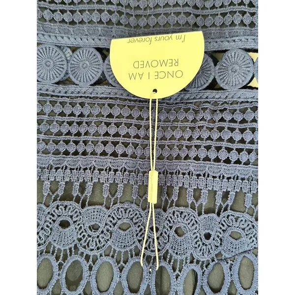 Two Sisters The Label Navy Blue Lace Mini Dress Long Sleeve Mock Neck US 4 NWT - Image 8