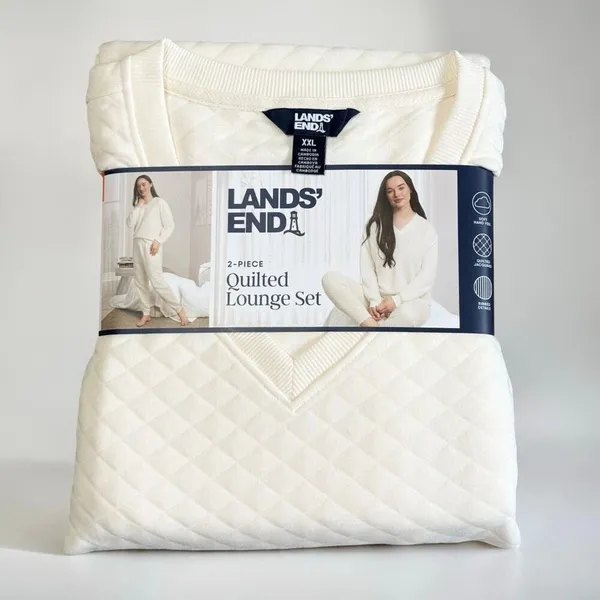 Lands’ End Ivory Quilted Lounge Set XXL - Image 2