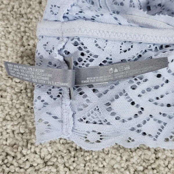 Aerie Lace Bralette‎ Womens S Blue Padded Adjustable Crossed Strap Lingerie Top - Image 6