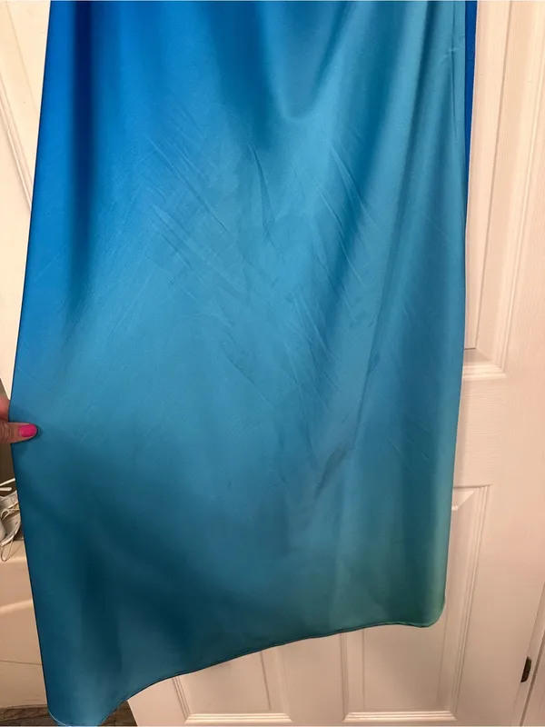 12th Tribe Natalia Blue Ombre Strapless Maxi Dress size small - Image 12