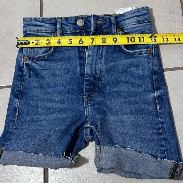 Blue Denim Zara Women‎ Denim Blue High Rise Shorts size 0. - Image 7