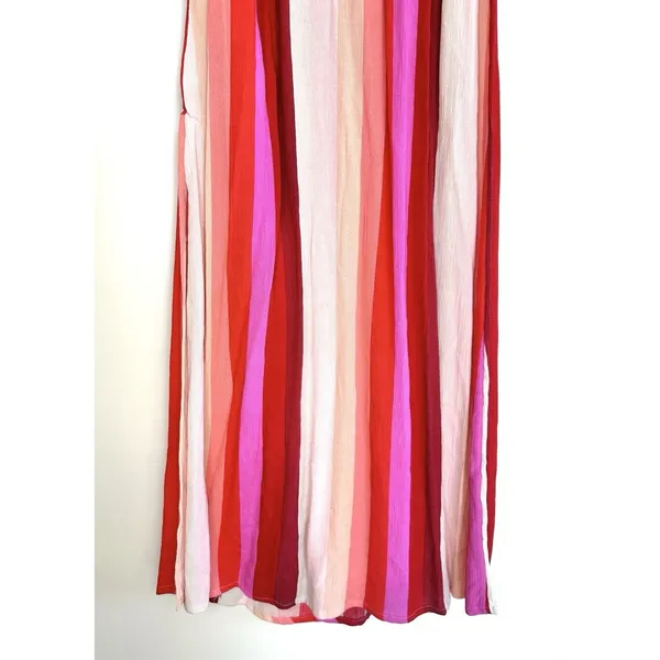 Billabong Wanna Be Around Maxi Dress XS Red Pink High Slit‎ NWT Beach Cover Up - Image 10