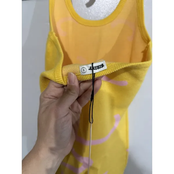 Kollyy Women's Y2K Yellow Abstract Body Con‎ Dress Size S NWT - Image 4