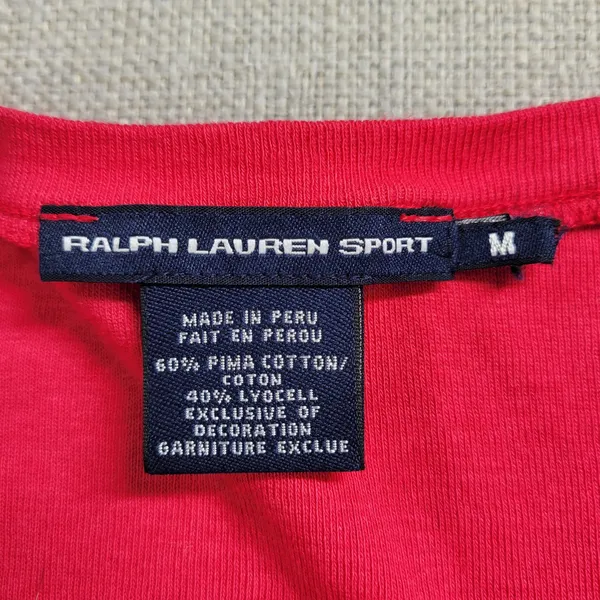 Ralph Lauren Sport Womens T-shirt Size M Hot Pink V-neck Short Sleeve Cotton Tee - Image 8