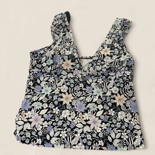 Source Unknown Tankini bikini set | Micro floral colorful ruffle purple Size XXL - Image 3