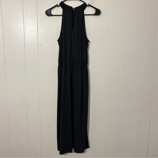 The Good Jane Black Sleeveless Midi Dress Size M High Neck Elastic Waist Minimal - Image 9
