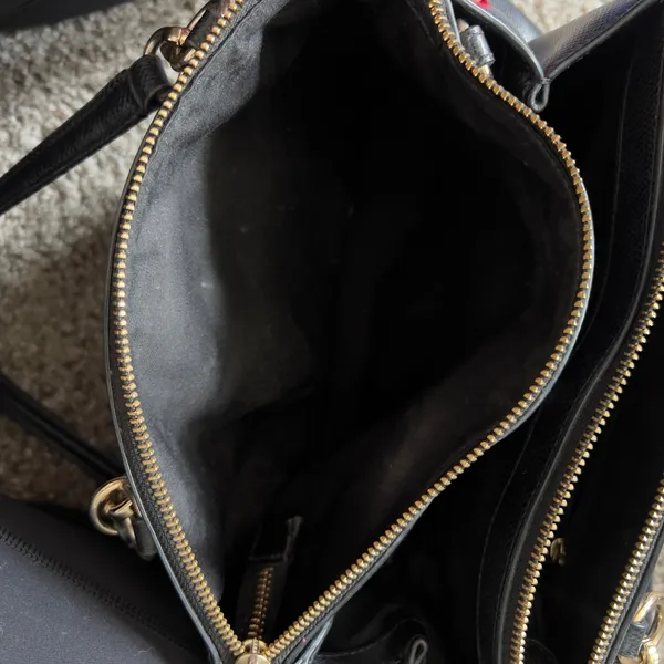 Coach Large Christie Carryall Black Crossgrain Leather Satchel Shoulder Bag Gold - Image 8