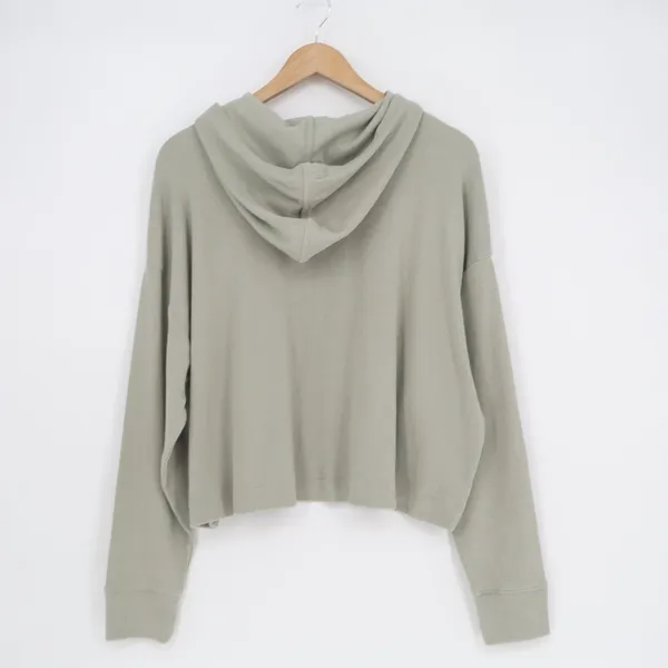 Athleta Hoodie Women Large Green Knit Ribbed Cotton Stretch Long Sleeve Pullover - Image 5