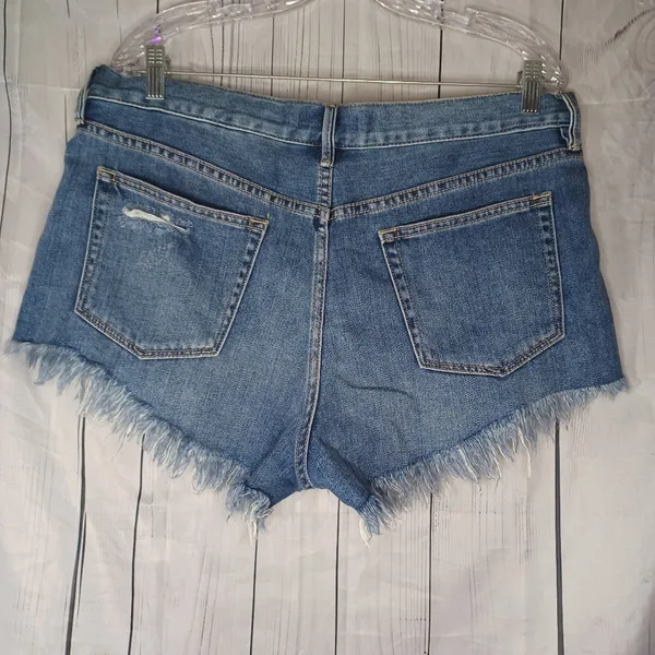 We The Free Blue Jean Shorts Distressed Frayed Hem - Image 6