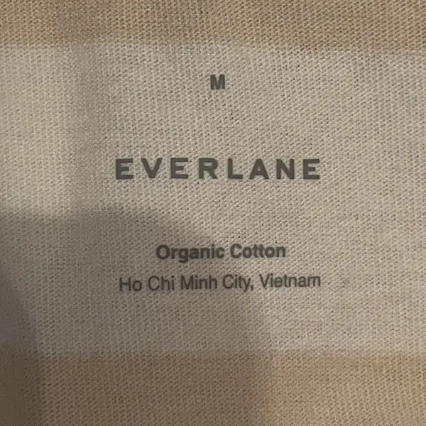 Everlane The Organic Cotton Polo Dress Short Sleeve Beige Striped‎ Size Medium - Image 8