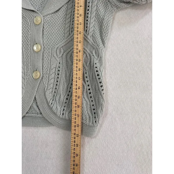 Lauren Ralph Lauren Linen‎ Cotton Cable Knit Shawl Collar Cardigan Blue Grey L - Image 7