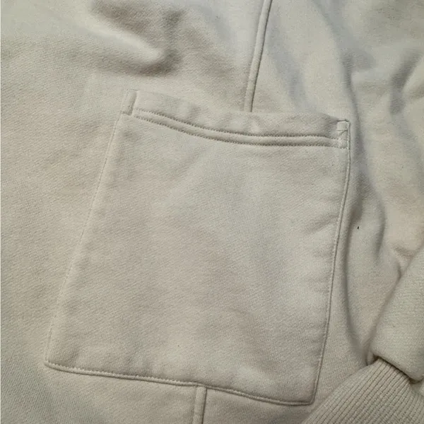 🤍 Nap Cotton Drawstring Hem Sweatshirt 🧶 Beige Oversized Pocket‎ Pullover M ✨ Yellow Size M - Image 2