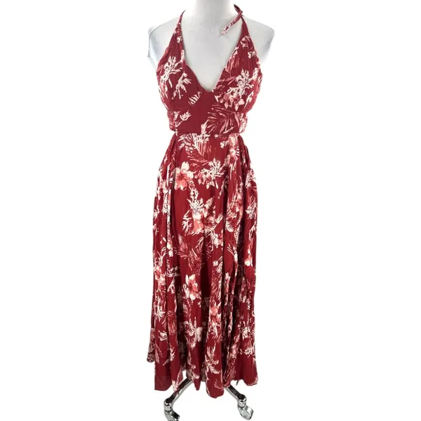 Free People Lille Maxi Dress Floral Tie Back Boho Sz‎ S - Image 4