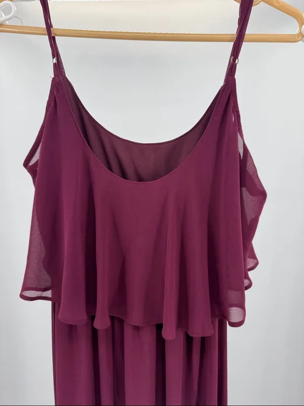 Show Me Your MuMu Caitlin Ruffle Maxi Dress S Merlot Chiffon flowy wedding event - Image 5
